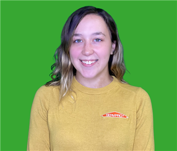 employee with yellow sweater on green background